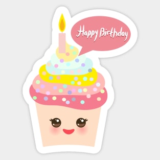 Happy Birthday Cupcake Sticker